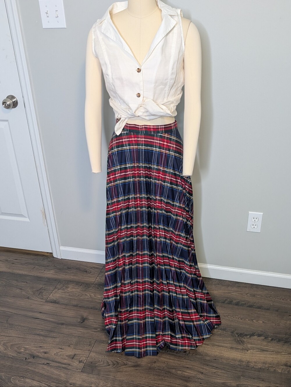 Vintage Plaid Maxi Christmas Thanksgiving Holiday Skirt Small See Measurements
